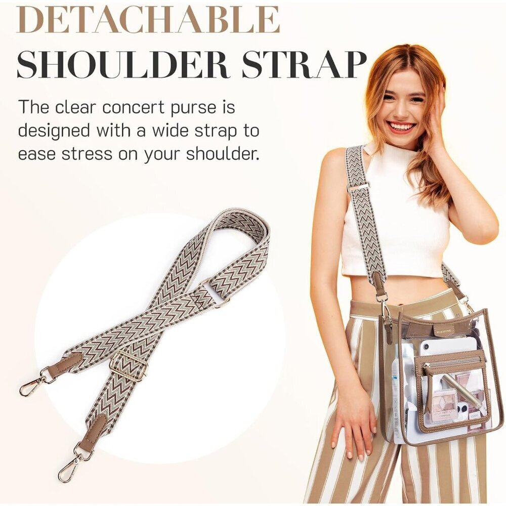 Clear Crossbody Bag Women PVC Stadium Approved Concert Purse with Adjustable Str - Picture 2 of 7